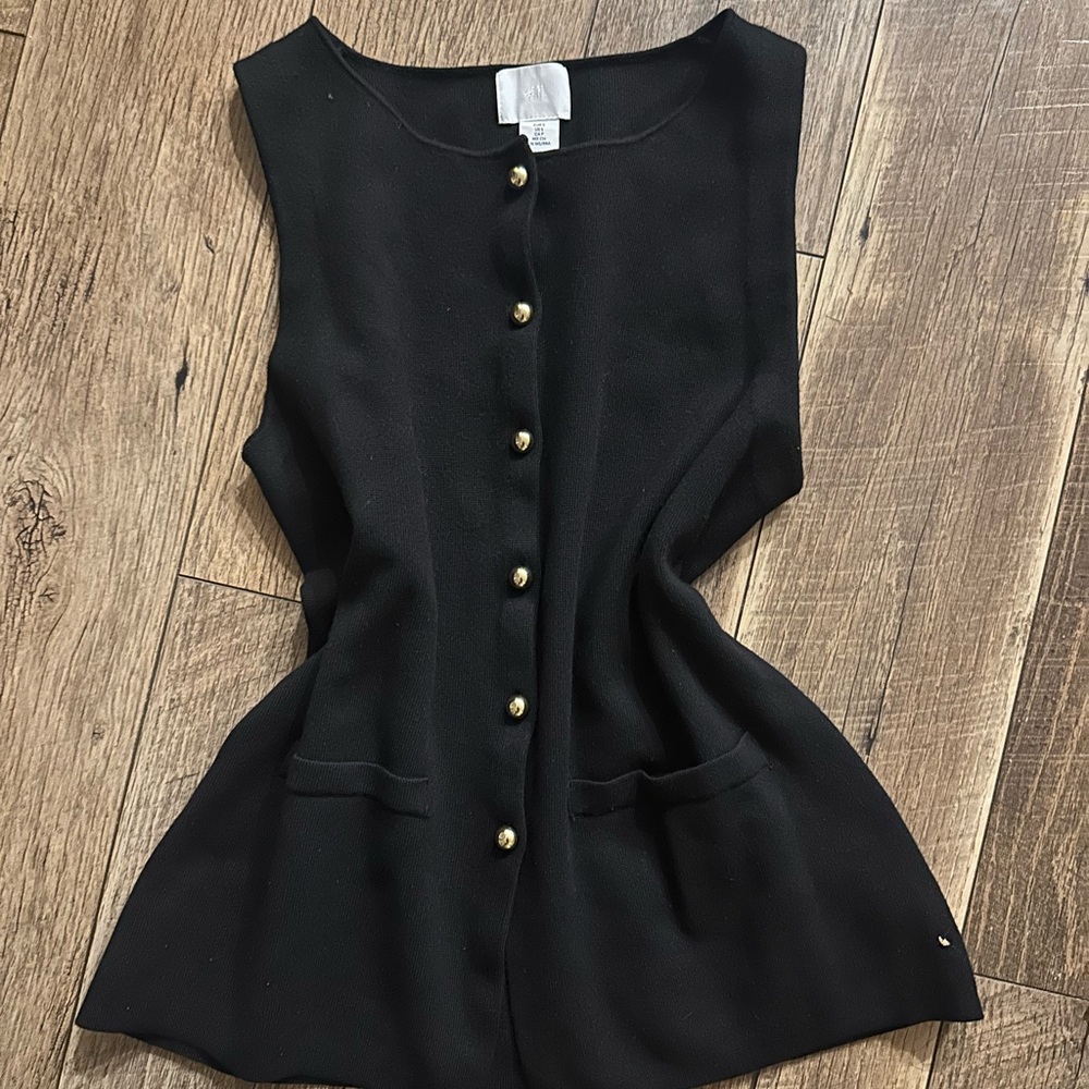 H&M Black Vest with Gold Accents